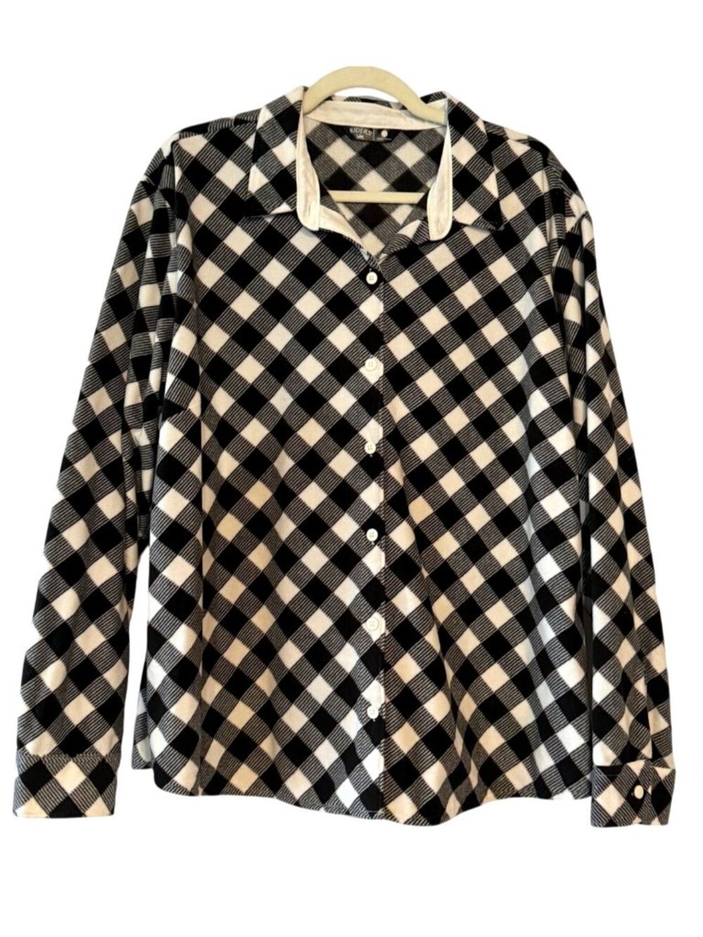 Riders By Lee Black & White Plaid Button-Up Long Sleeve Shirt - XXL